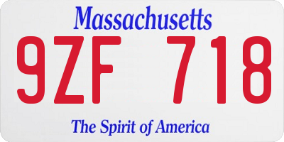 MA license plate 9ZF718