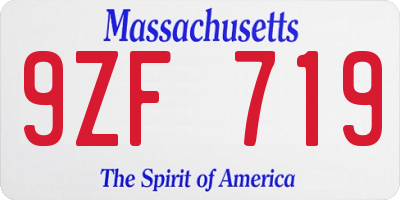 MA license plate 9ZF719