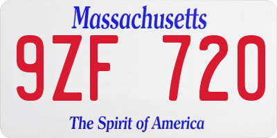 MA license plate 9ZF720