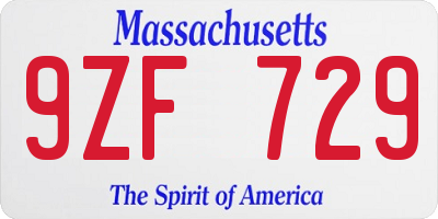MA license plate 9ZF729