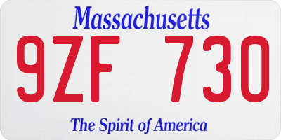 MA license plate 9ZF730