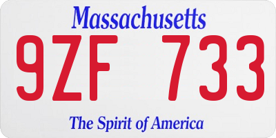 MA license plate 9ZF733