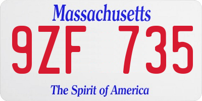 MA license plate 9ZF735