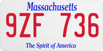MA license plate 9ZF736