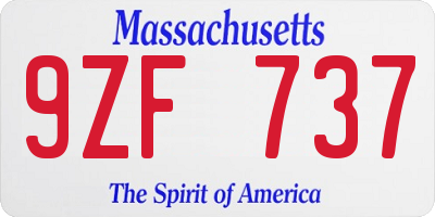 MA license plate 9ZF737