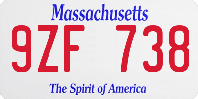 MA license plate 9ZF738