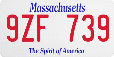 MA license plate 9ZF739