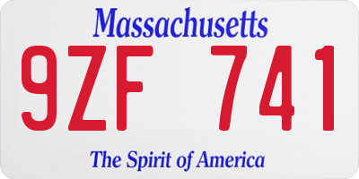 MA license plate 9ZF741