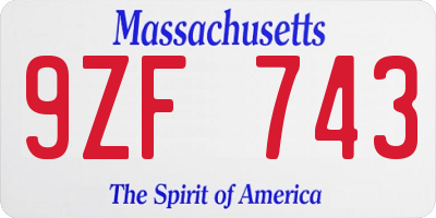 MA license plate 9ZF743