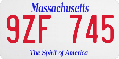 MA license plate 9ZF745