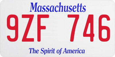 MA license plate 9ZF746