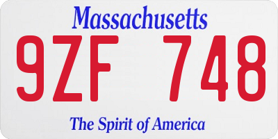 MA license plate 9ZF748