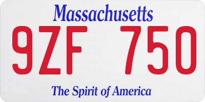 MA license plate 9ZF750