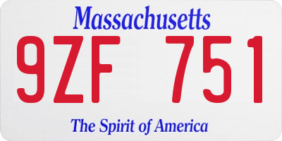 MA license plate 9ZF751