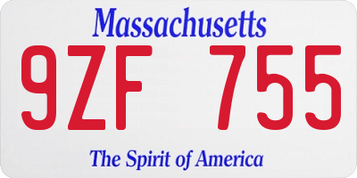 MA license plate 9ZF755