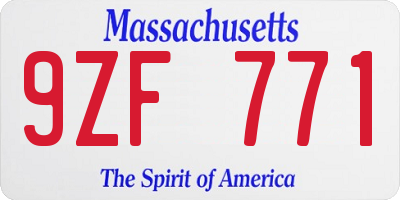 MA license plate 9ZF771