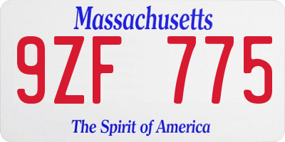MA license plate 9ZF775