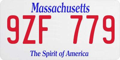 MA license plate 9ZF779