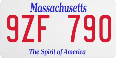 MA license plate 9ZF790