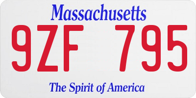 MA license plate 9ZF795