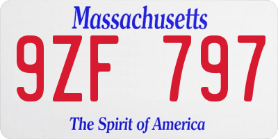 MA license plate 9ZF797