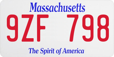 MA license plate 9ZF798