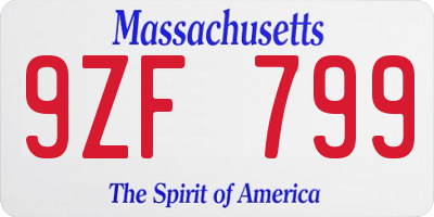 MA license plate 9ZF799
