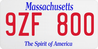 MA license plate 9ZF800