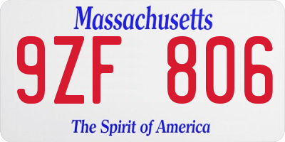 MA license plate 9ZF806