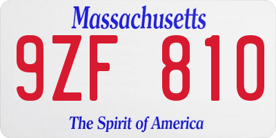 MA license plate 9ZF810