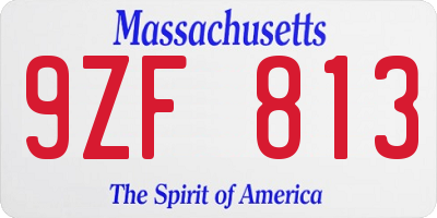 MA license plate 9ZF813
