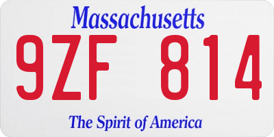 MA license plate 9ZF814