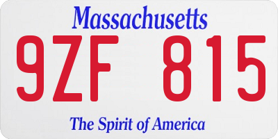 MA license plate 9ZF815