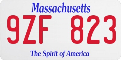 MA license plate 9ZF823