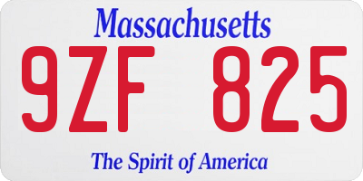 MA license plate 9ZF825