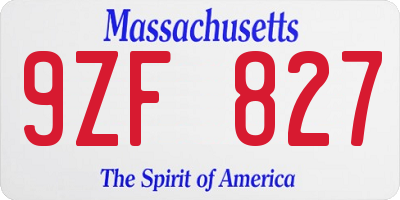 MA license plate 9ZF827