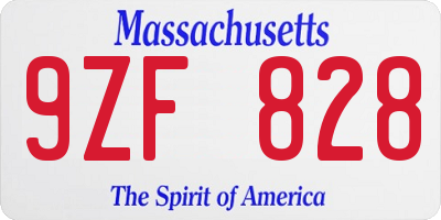 MA license plate 9ZF828