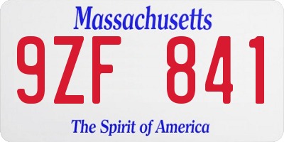 MA license plate 9ZF841