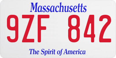 MA license plate 9ZF842