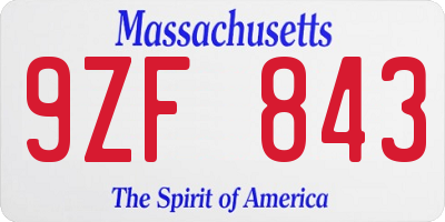MA license plate 9ZF843