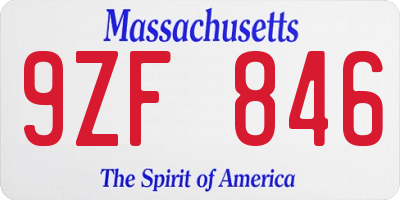 MA license plate 9ZF846