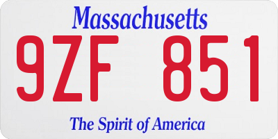 MA license plate 9ZF851