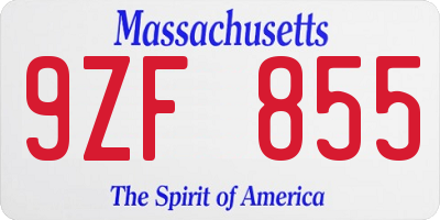 MA license plate 9ZF855