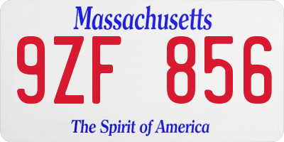 MA license plate 9ZF856