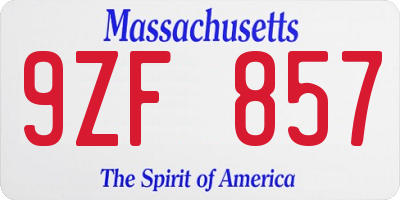 MA license plate 9ZF857