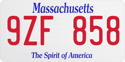 MA license plate 9ZF858