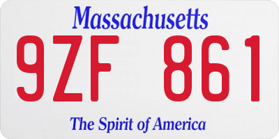 MA license plate 9ZF861
