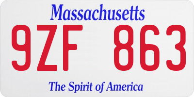 MA license plate 9ZF863