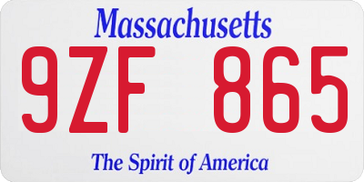 MA license plate 9ZF865