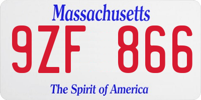 MA license plate 9ZF866